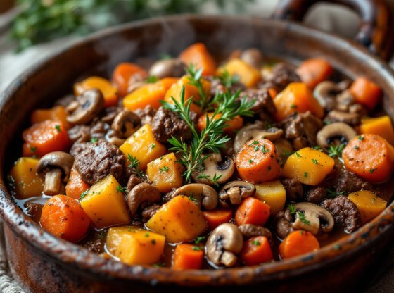 Bourguignon de patates douces, champignons et carottes : un plat réconfortant et savoureux