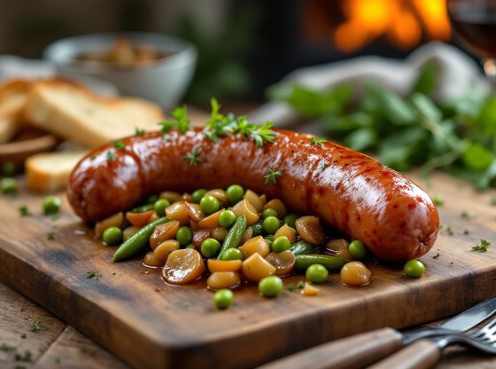 Saucisse de Montbéliard aux pois cassés et aux petits oignons : un plat réconfortant et savoureux
