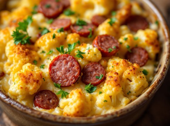 Gratin de chou-fleur à la saucisse de Montbéliard : une recette gourmande et réconfortante